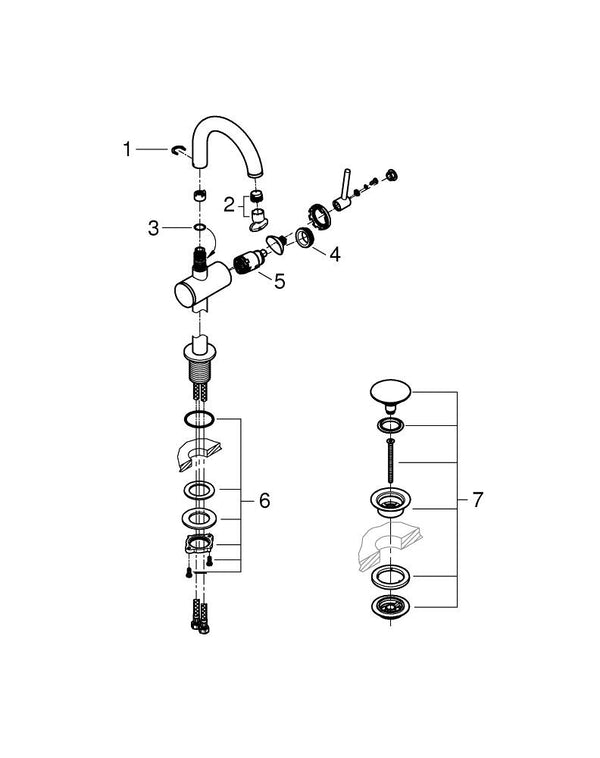 Grohe Atrio Tek Kumandalı Lavabo Bataryası  M- Boyut - 24363MG0