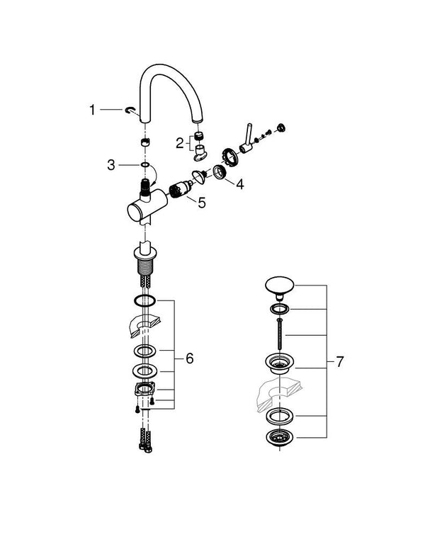 Grohe Atrio Tek Kumandalı Lavabo Bataryası 1/2″  L- Boyut - 24362MG0