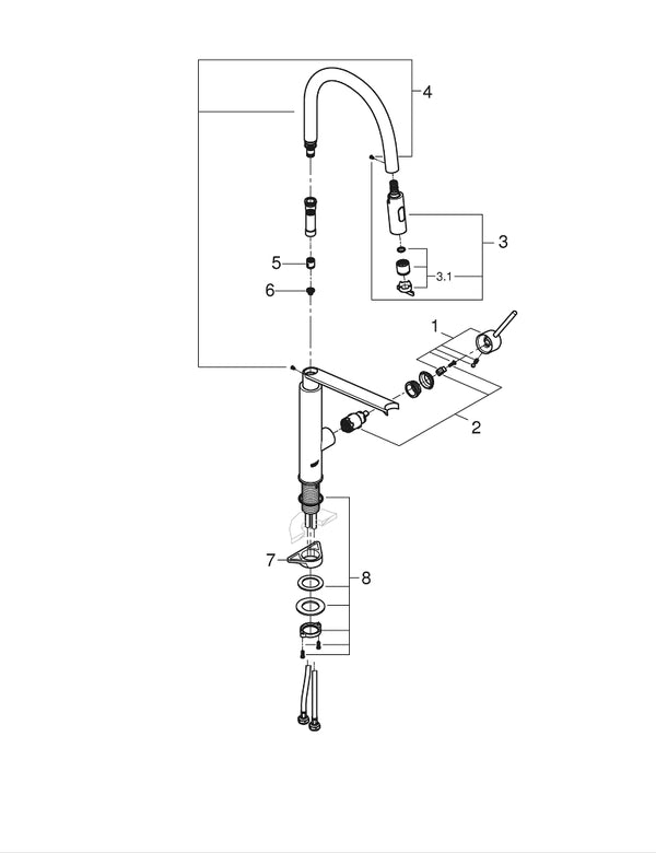 Grohe Concetto  Professional Tek Kumandalı Eviye Bataryası - 31491000