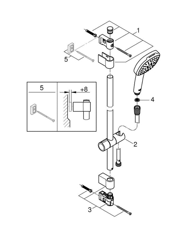 Grohe Tempesta  Cube 110 Shower Rail Set 3 Sprays ( Rain,  Jet,  Massage) - 26909003