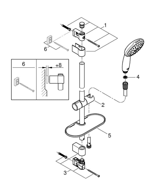 Grohe Tempesta 110 Shower Rail Set 3 Sprays ( Rain,  Jet,  Massage) - 26917003