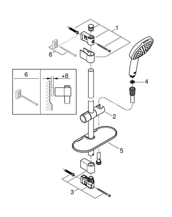 Grohe Tempesta  Cube 110 Shower Rail Set 2 Sprays ( Rain,  Jet) - 26907003