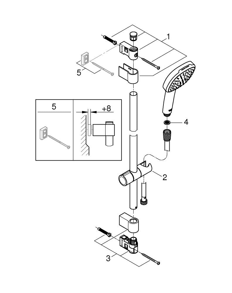 Grohe Tempesta  Cube 110 Shower Rail Set 2 Sprays ( Rain,  Jet) - 26908003