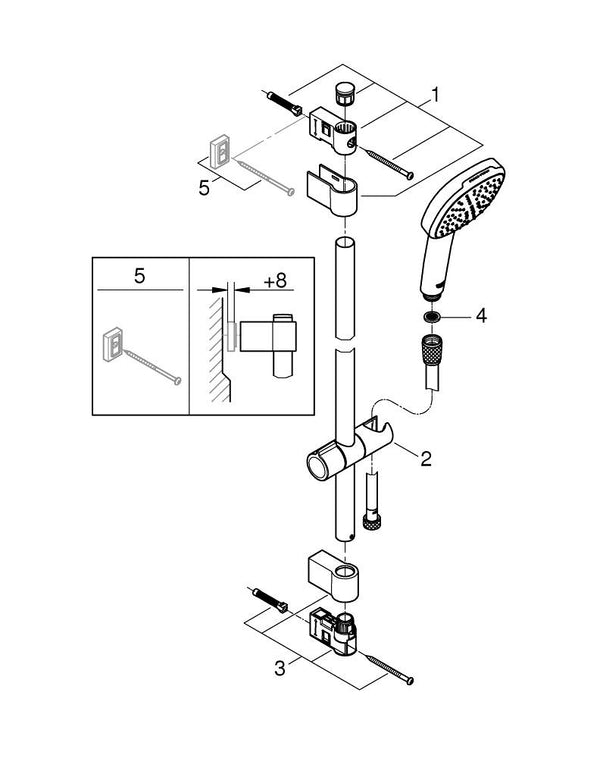 Grohe Tempesta  Cube 110 Shower Rail Set 2 Sprays ( Rain,  Jet) - 269082433
