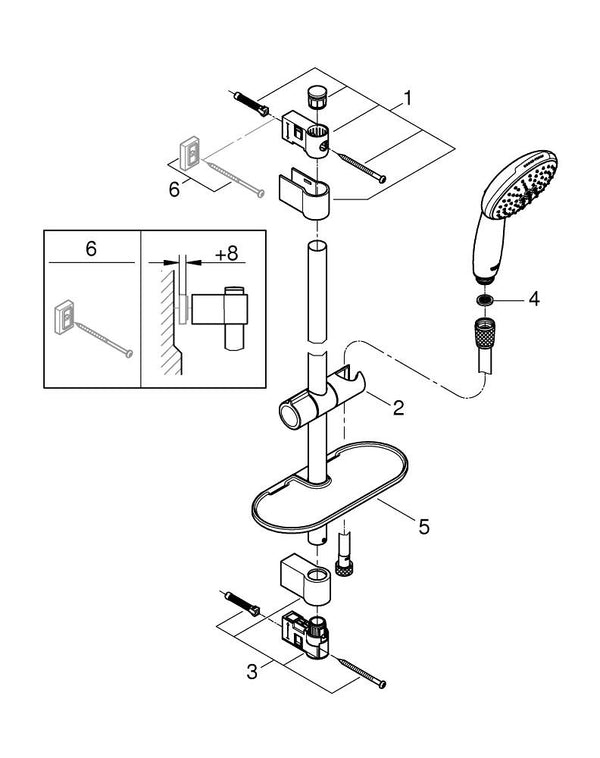 Grohe Tempesta 110 Shower Rail Set 2 Sprays ( Rain,  Jet) - 26638003