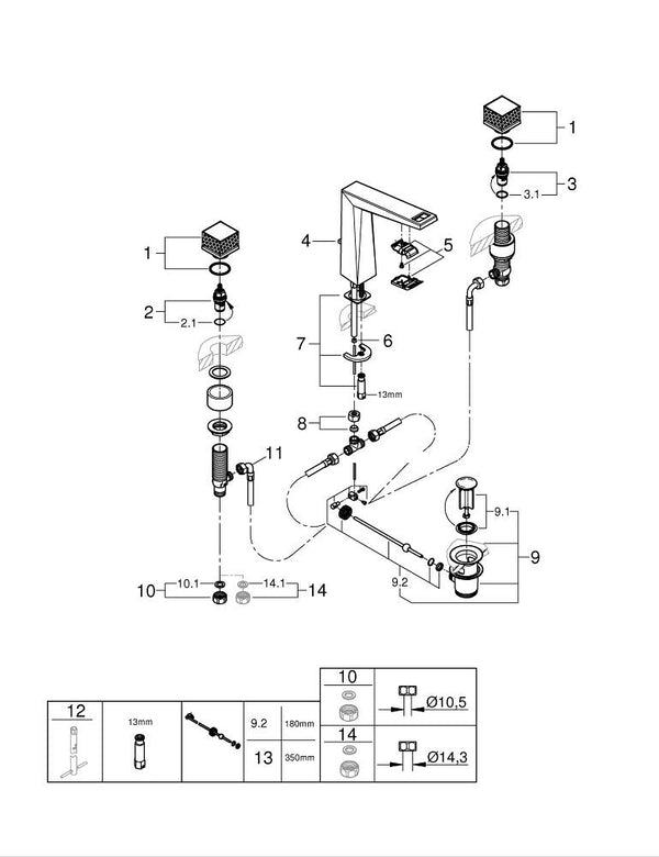 Grohe Allure  Brilliant  Private  Collection3 Delikli Lavabo Bataryası  L- Boyut - 20671000