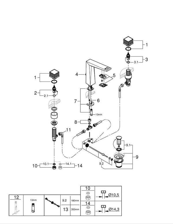Grohe Allure  Brilliant  Private  Collection3 Delikli Lavabo Bataryası  L- Boyut - 20670DC0