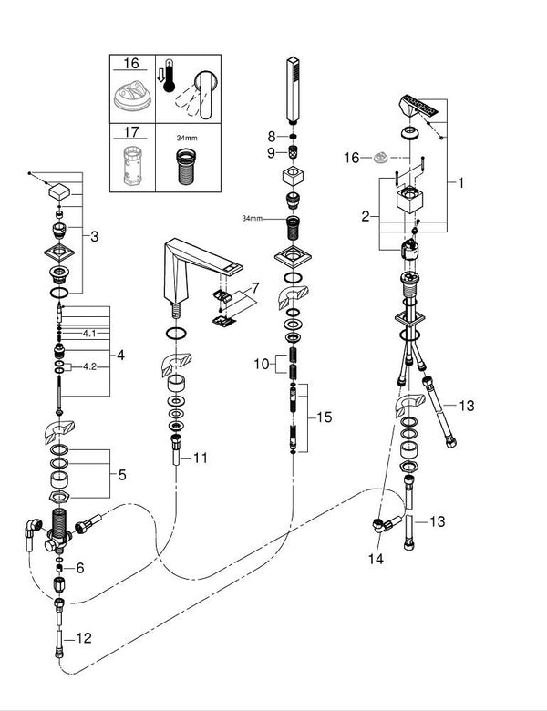 Grohe Allure  Brilliant  Private  Collection Dört Delikli Küvet Bataryası - 29523000