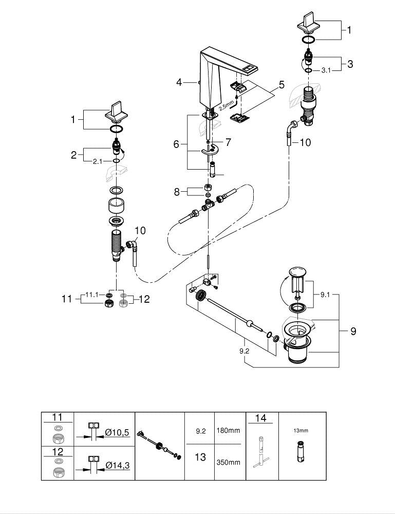 Grohe Allure  Brilliant  Private  Collection3 Delikli Lavabo Bataryası  L- Boyut - 20668000