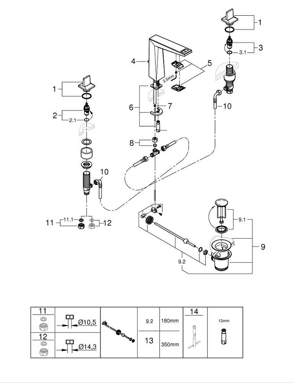 Grohe Allure  Brilliant  Private  Collection3 Delikli Lavabo Bataryası  L- Boyut - 20668000