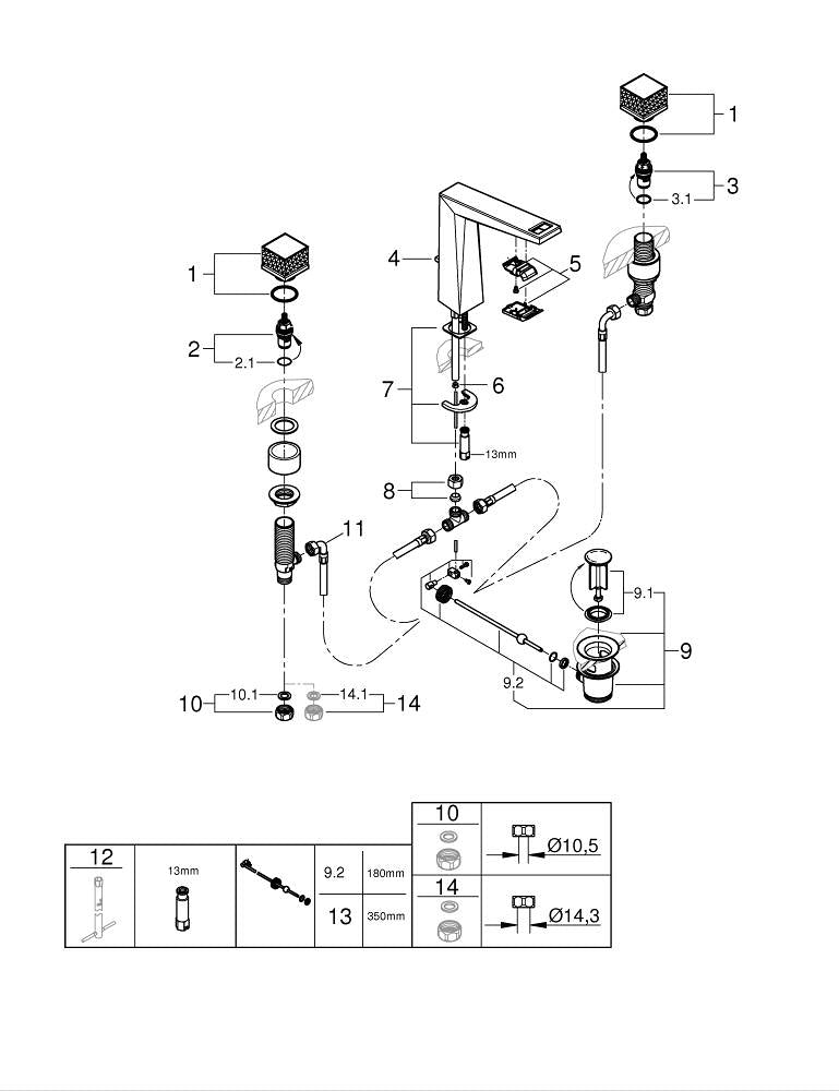 Grohe Allure  Brilliant  Private  Collection3 Delikli Lavabo Bataryası  L- Boyut - 20672AL0