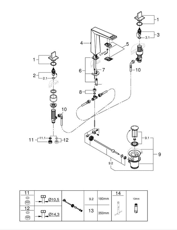 Grohe Allure  Brilliant  Private  Collection3 Delikli Lavabo Bataryası  L- Boyut - 20669000
