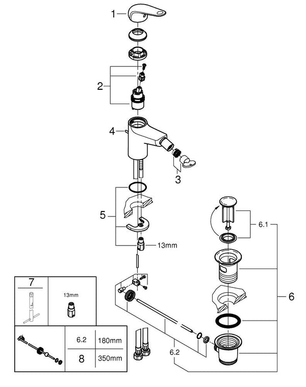 Grohe Euroeco Tek Kumandalı Bide Bataryası - 23263001