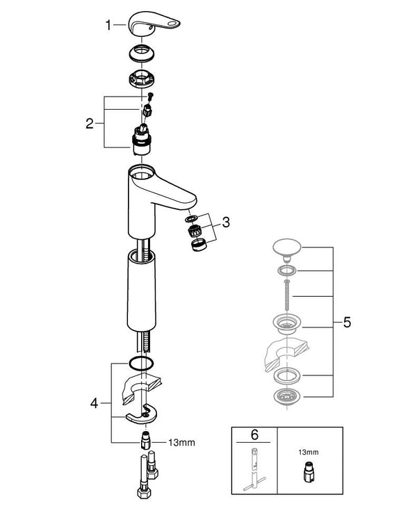 Grohe Euroeco Tek Kumandalı Lavabo Bataryası  X L- Boyut - 24273001