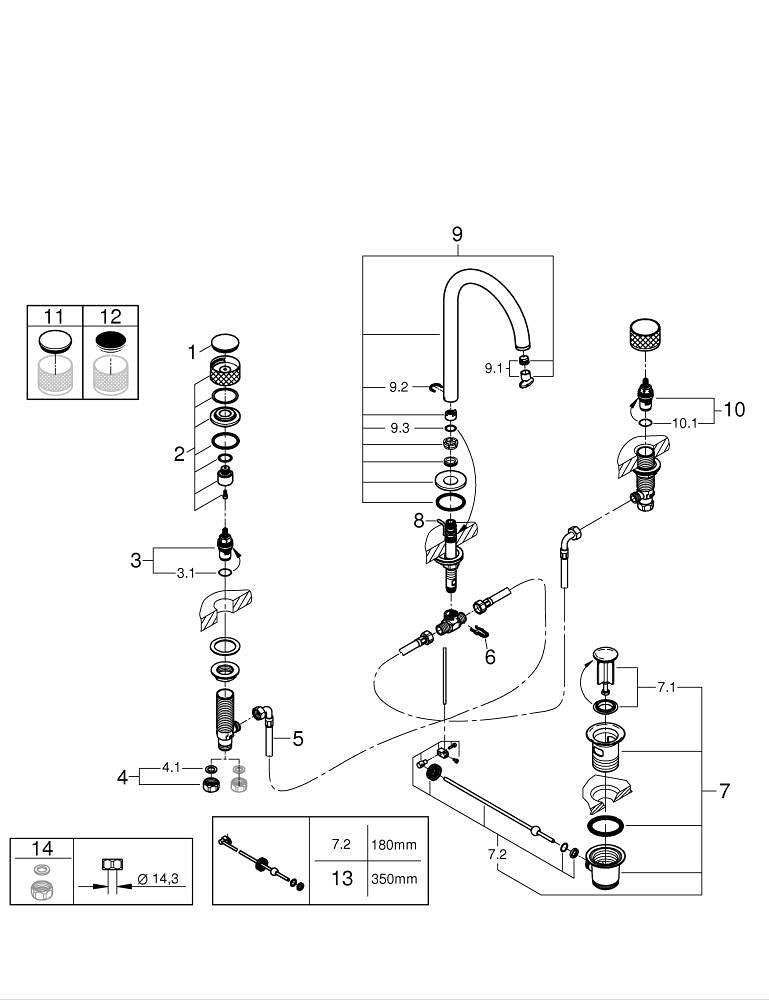 Grohe Atrio  Private  Collection3 Delikli Lavabo Bataryası  L- Boyut - 20595MS0