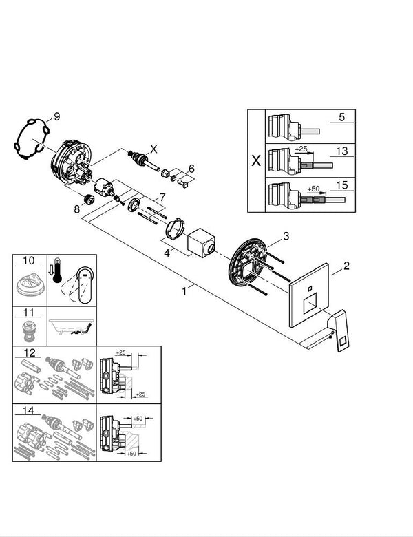 Grohe Eurocube Ankastre Banyo/Duş Bataryası - 24062000
