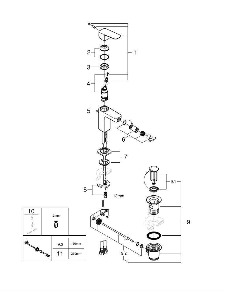 Grohe G R O H E  Cubeo Tek Kumandalı Bide Bataryası  S- Boyut - 1018102430