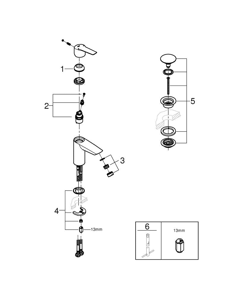 Grohe Start Tek Kumandalı Lavabo Bataryası  S- Boyut - 235502432