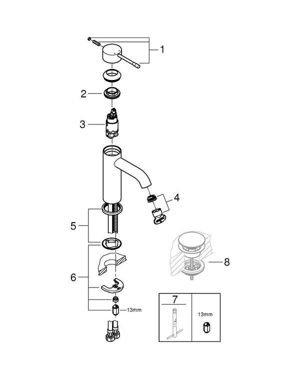 Grohe Essence Tek Kumandalı Lavabo Bataryası  S- Boyut - 24172AL1
