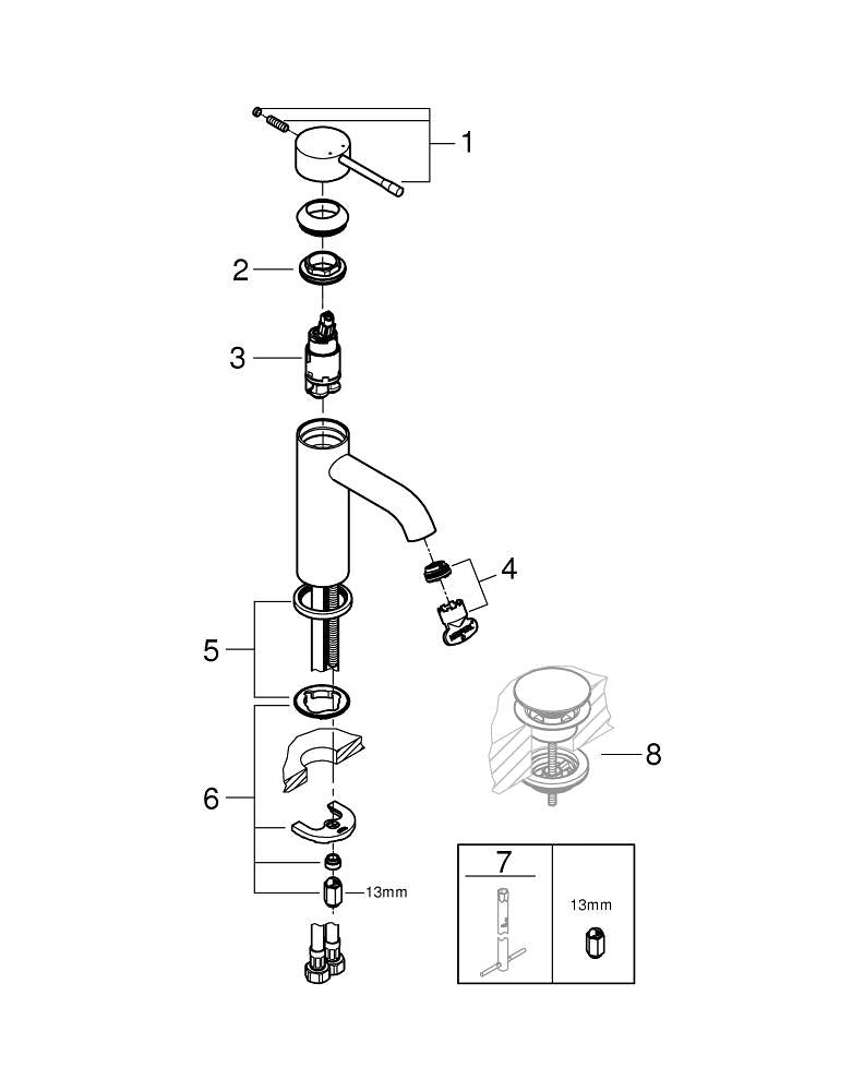 Grohe Essence Tek Kumandalı Lavabo Bataryası  S- Boyut - 24172GL1