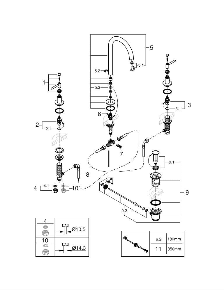 Grohe Atrio3 delikli lavabo bataryası  L- Boyut - 20649MS0