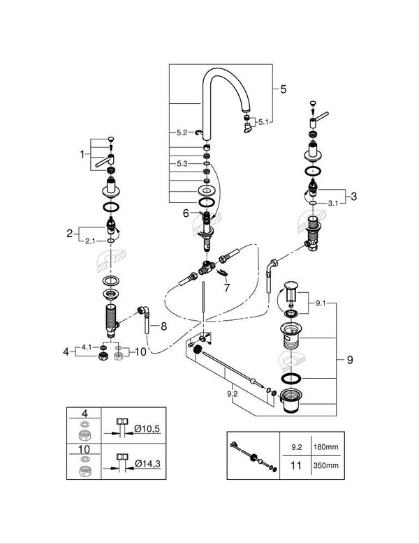 Grohe Atrio3 delikli lavabo bataryası  L- Boyut - 20649MS0