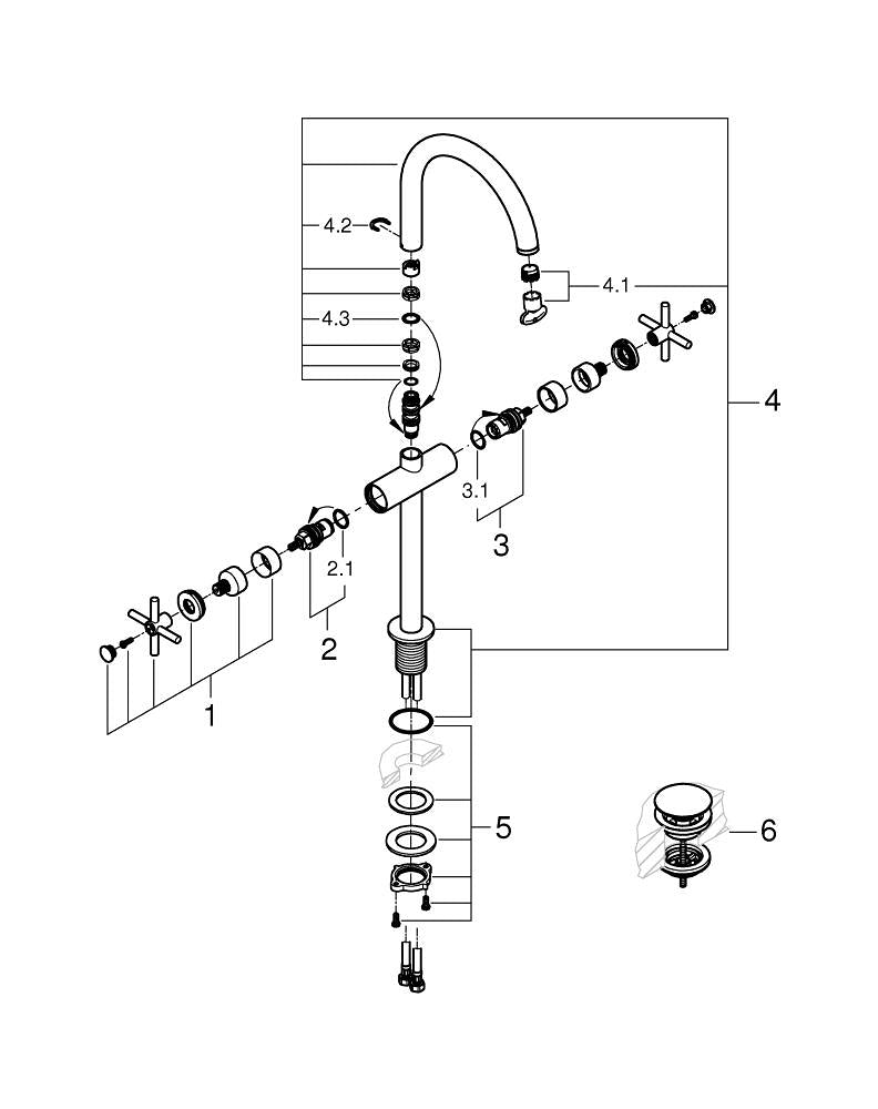 Grohe Atrio Tek Delikli Lavabo Bataryası 1/2″  X L- Boyut - 21149MS0