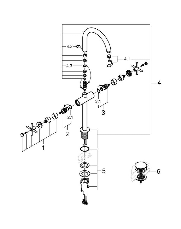 Grohe Atrio Tek Delikli Lavabo Bataryası 1/2″  X L- Boyut - 21149MS0