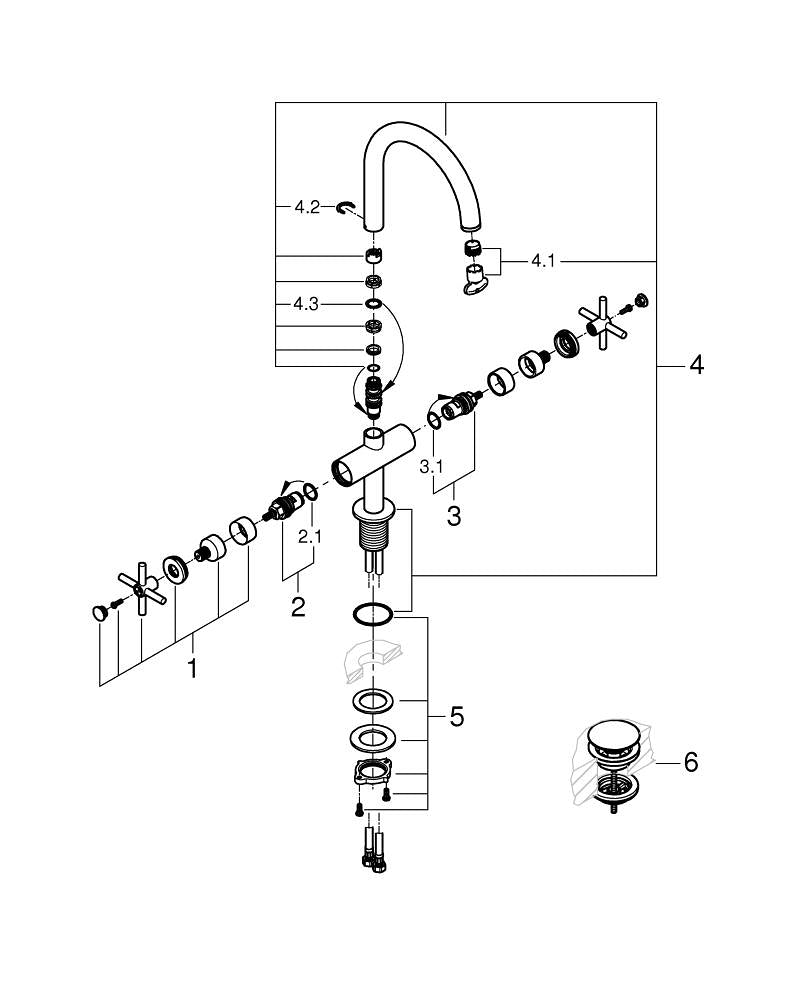 Grohe Atrio Tek Delikli Lavabo Bataryası 1/2″  L- Boyut - 21144MS0