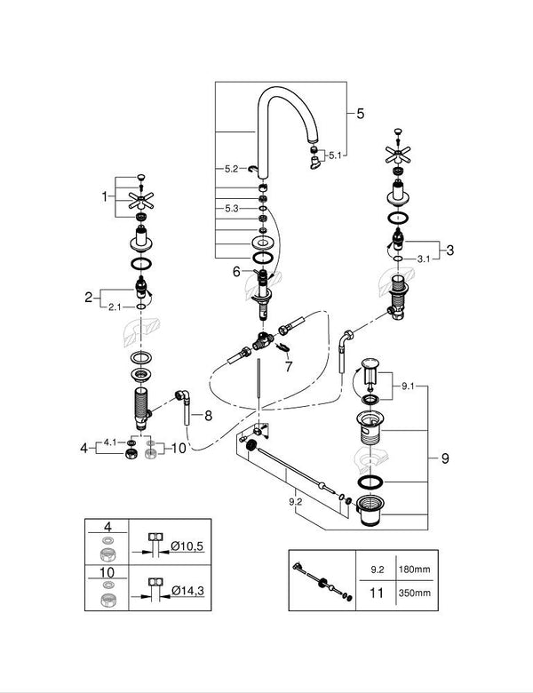 Grohe Atrio3 delikli lavabo bataryası  L- Boyut - 20643MS0