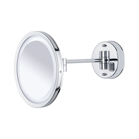 Miroir grossissant à double bras, éclairage LED 3x, finition chrome