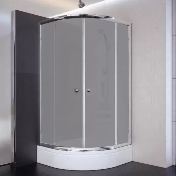 110x110x180 Oval Parlak Profil Komple Kumlu Cam Duş Kabini (tekne Hariç)