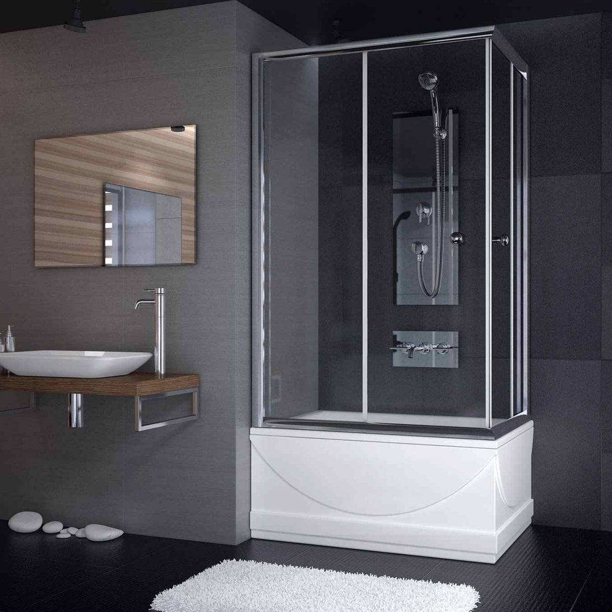 150x80 Sır-Lüks Düz Küvet Üstü Duşakabin SLK-11