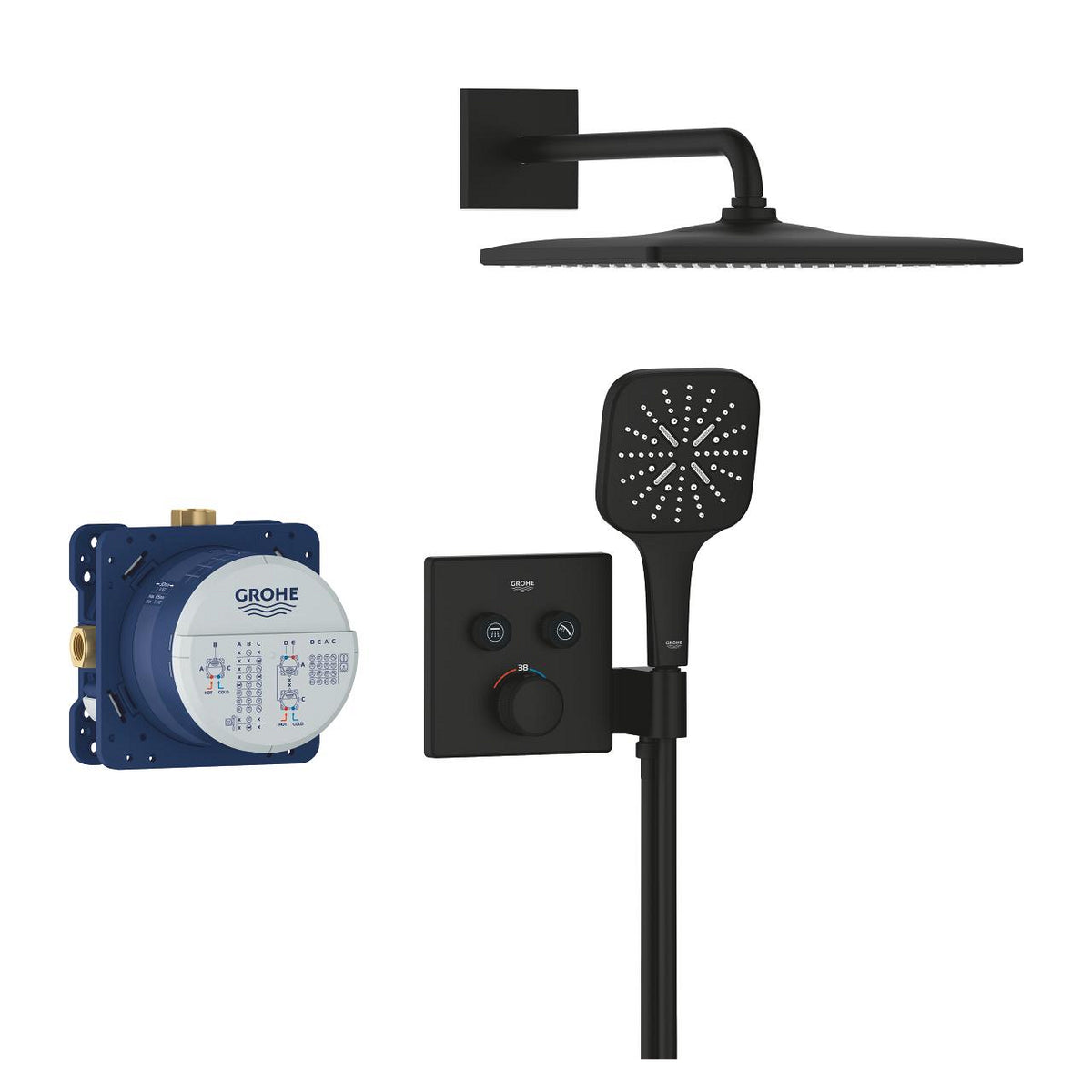 Grohe Grohtherm  Smart Control Concealed Shower System With  Rainshower  Mono 310  Cube - 34865KF0