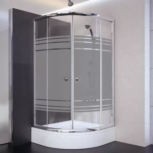 80x80x180 Oval Parlak Profil 06 Kumlu Cam Duş Kabini (tekne Hariç)