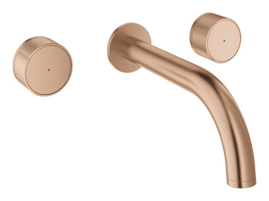 Mitigeur lavabo mural 3 trous Grohe Atrio Private Collection 20589DL0 taille M finition brossée Warm Sunset cuivre