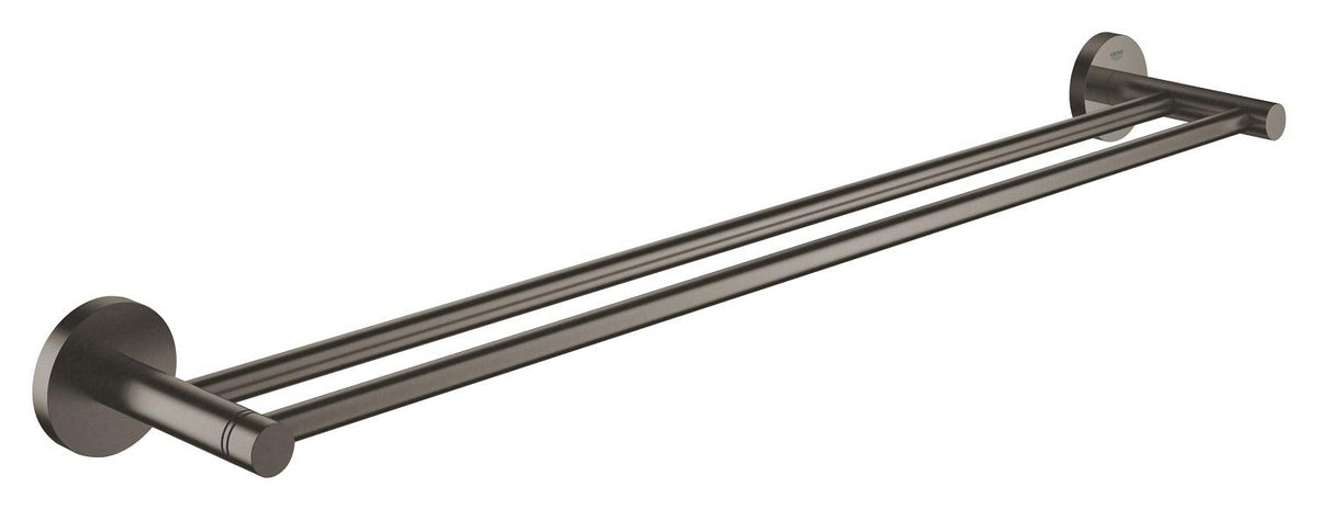 Porte-serviettes double 60 cm Essentials brossé Hard Graphite Grohe - 40802AL1