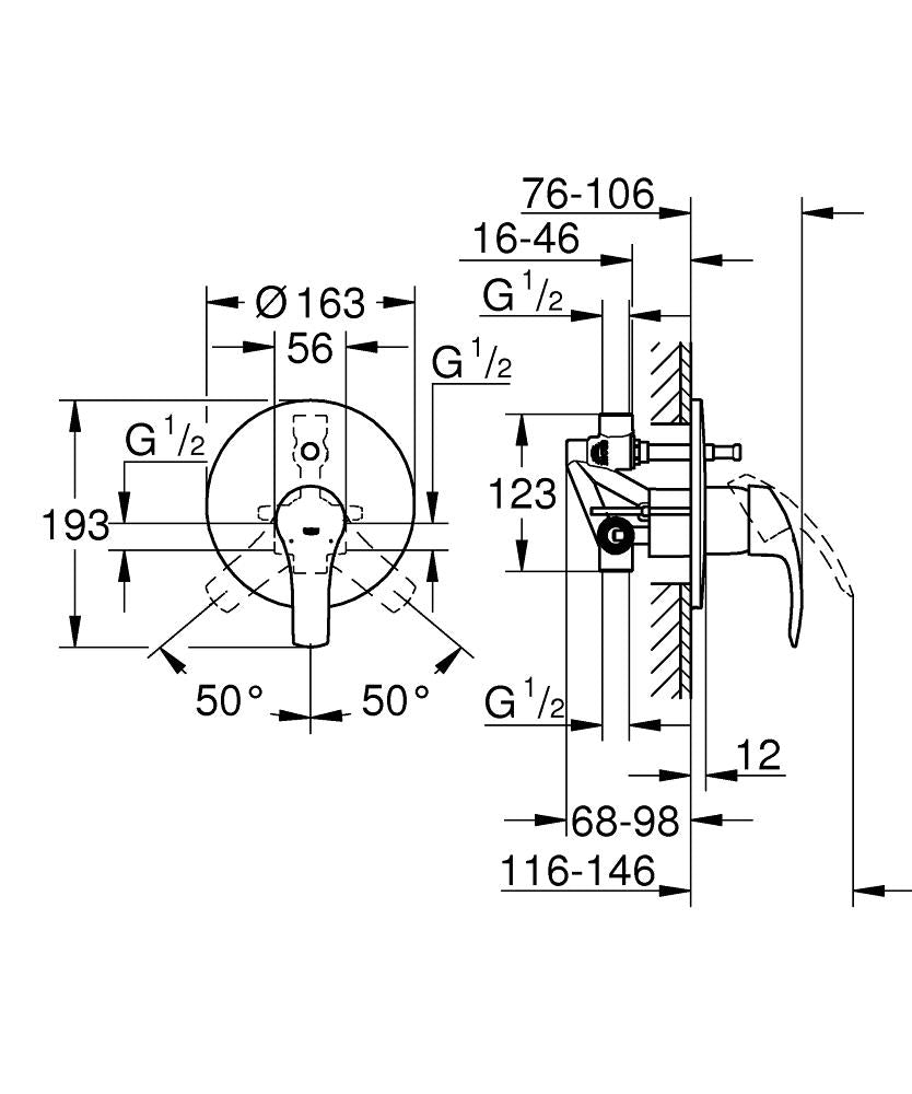 Grohe Eurosmart Ankastre Banyo Bataryası Seti – 33305002