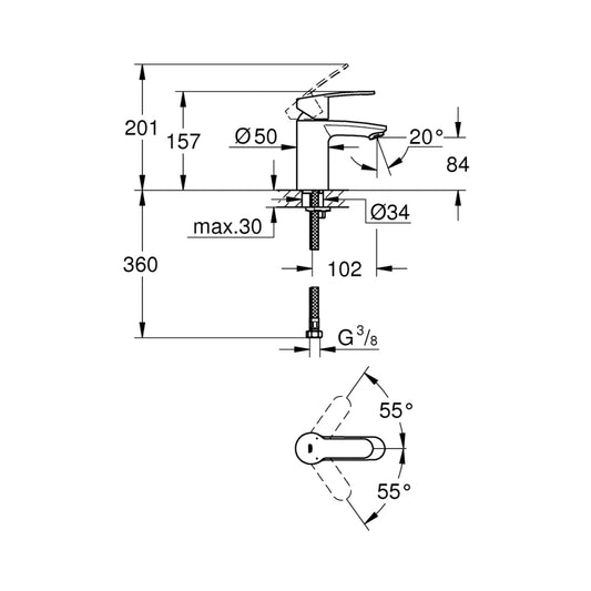 Grohe Eurostyle  Cosmopolitan Tek Kumandalı Lavabo Bataryası  S- Boyut - 3246820E