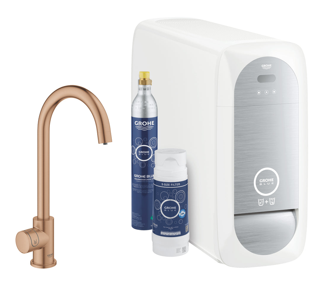 Grohe G R O H E Blue Home C-Spout Starter Kit مع مفرد Faucet - 31498DL1