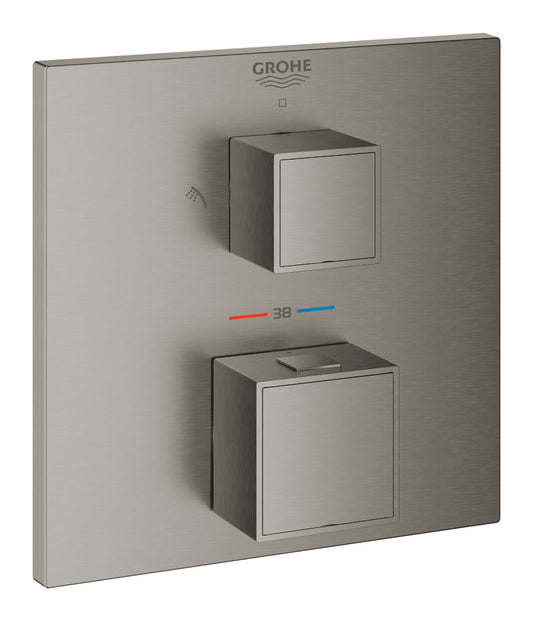 Grohe Grohtherm Cube Termostatik Banyo Duş Bataryası 2 çıkışlı divertörlü Brushed Hard Graphite - 24154AL0