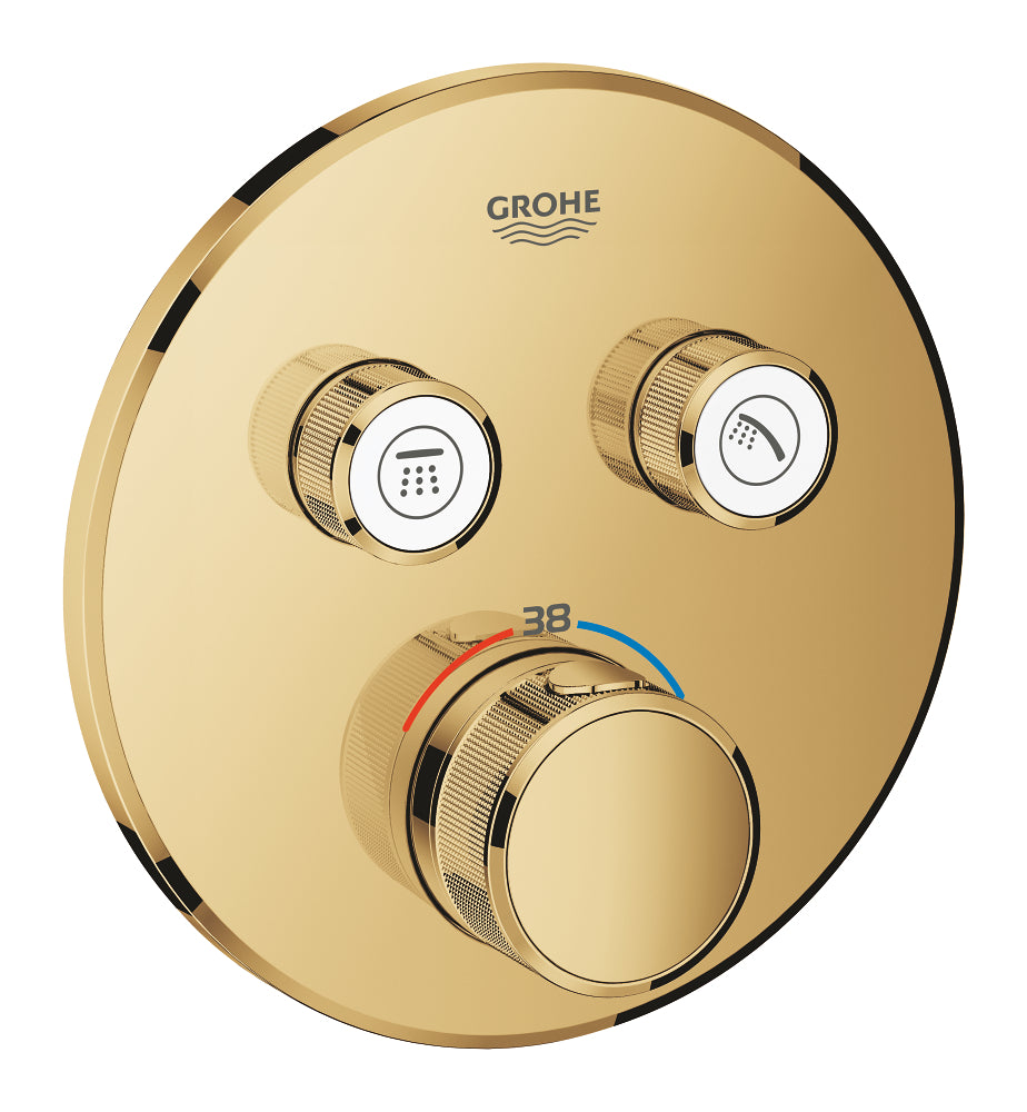 Mitigeur thermostatique encastré à double vanne Grohe Grohtherm Smartcontrol, contrôle de débit, Cool Sunrise - 29119GL0