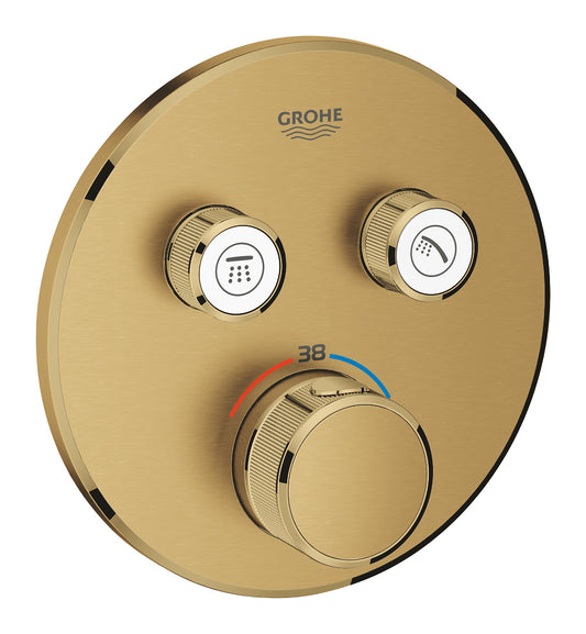 خلاط دش ترموستاتي مخفي Grohe Grohtherm Smartcontrol بصمامين وتحكم في التدفق بلون Brushed Cool Sunrise - 29119GN0