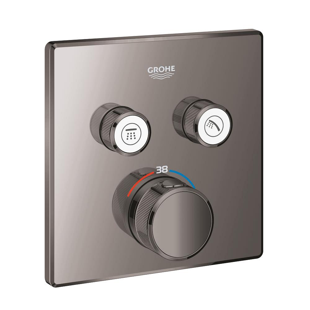 خلاط دش ترموستاتي مخفي Grohe Grohtherm Smartcontrol بتحكم مزدوج في الصمام وتدفق المياه، هارد جرافيت - 29124A00