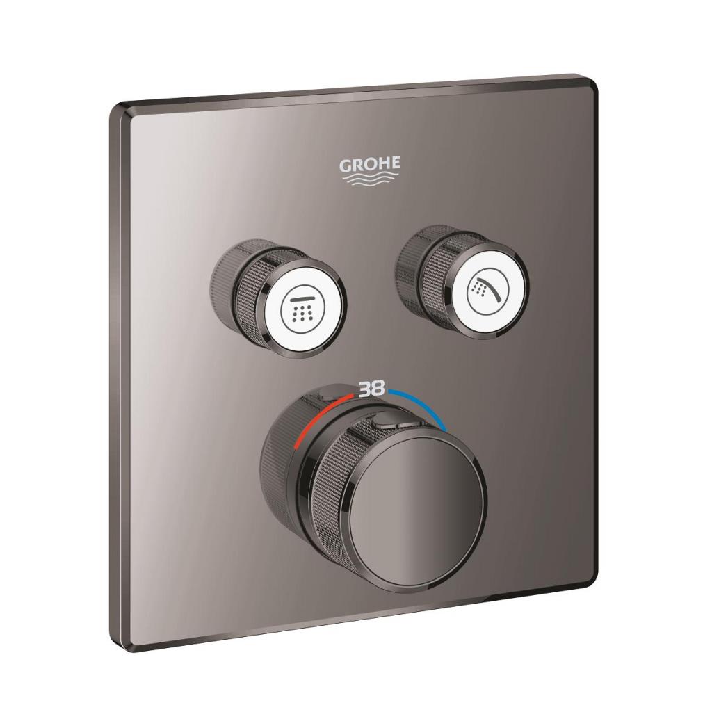 Grohe Grohtherm Smartcontrol Çift Valfli Akış Kontrollü, Ankastre Termostatik Duş Bataryası Hard Graphite -29124A00