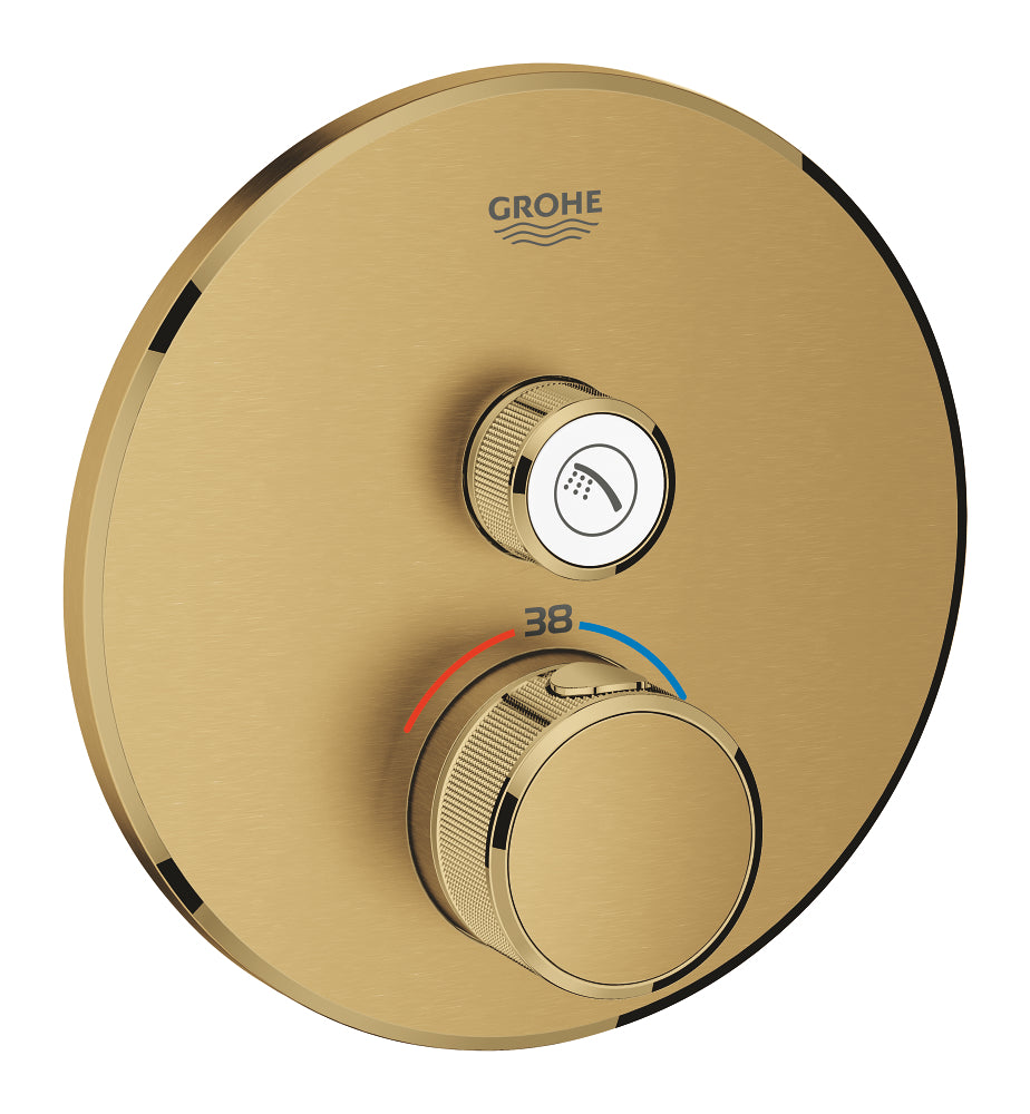 Mitigeur thermostatique encastré de douche Grohe Grohtherm Smartcontrol à une vanne, contrôle de débit, brossé Cool Sunrise - 29118GN0