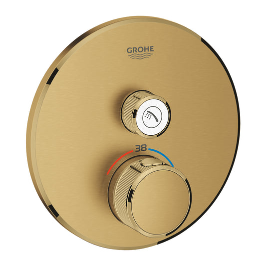 خلاط دش ترموستاتي مخفي Grohe Grohtherm Smartcontrol بصمام واحد وتحكم في التدفق بلون Brushed Cool Sunrise - 29118GN0