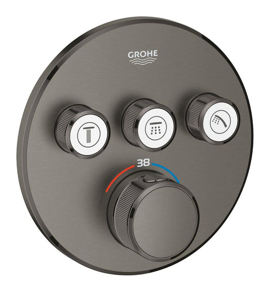 Grohe Grohtherm Smartcontrol خلاط دش ترموستاتي مدمج بثلاثة صمامات وتحكم تدفق، بفرشاة Hard Graphite - 29121AL0