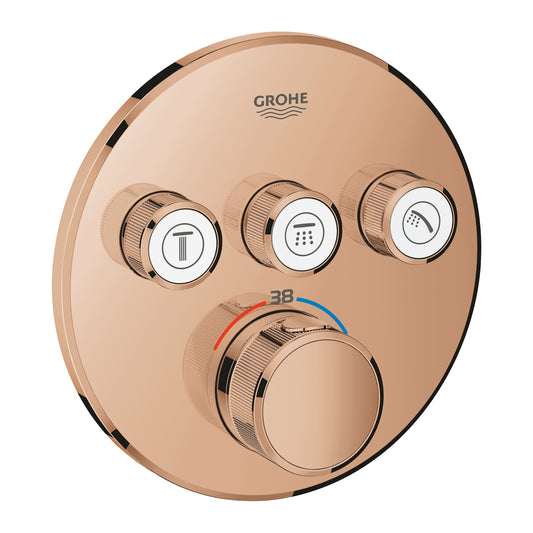 خلاط دش ترموستاتي مخفي Grohe Grohtherm Smartcontrol بثلاثة صمامات وتحكم في التدفق بلون Warm Sunset - 29121DA0