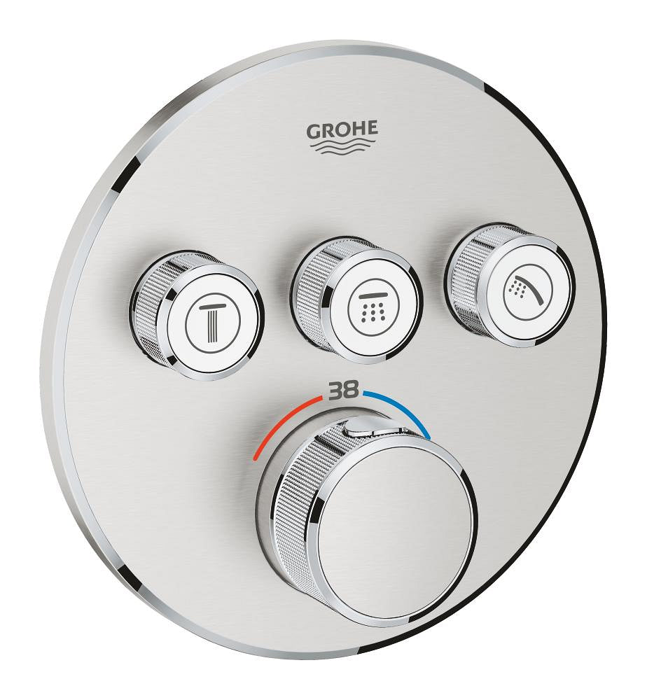 Grohe Grohtherm ذكي Control Üç بصمام تدفق بتحكم, مدفون ثرموستاتي دش خلاط - 29121DC0